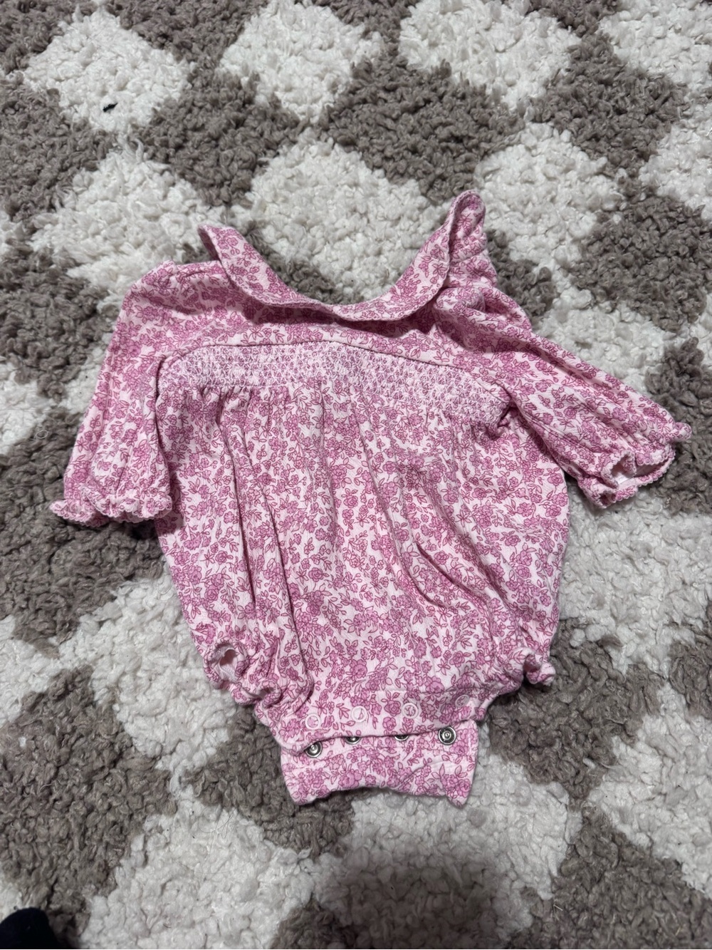 Janie and Jack Pink Floral Off-Shoulder One-Piece Bodysuit